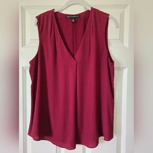 WHBM Burgundy V- Neck Sleeveless Shell Top in size 10